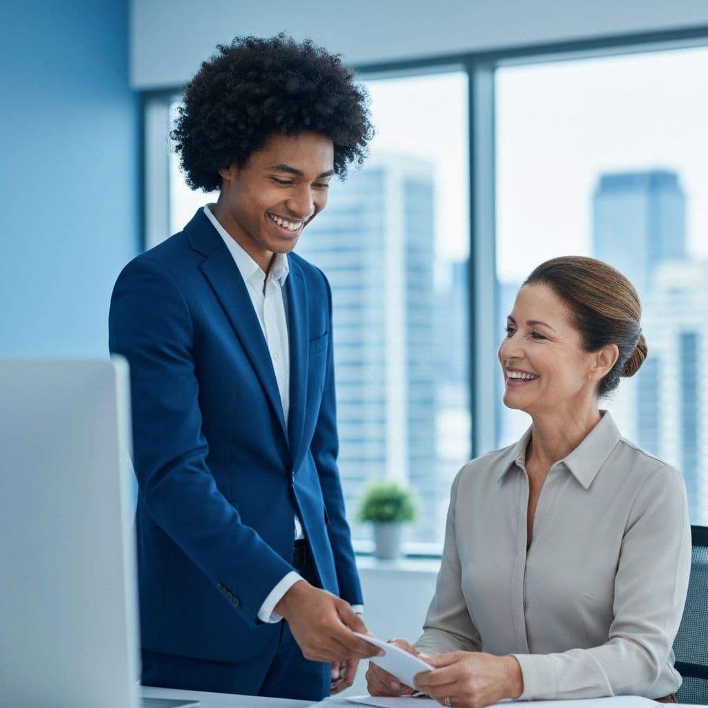 Customer service representative helping homeowner with questions